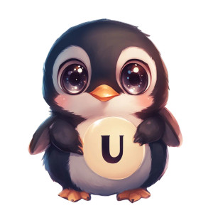 Baby Penguin Letter U Vinyl Car Decal Sticker – Waterproof & UV-Resistant 4.0"