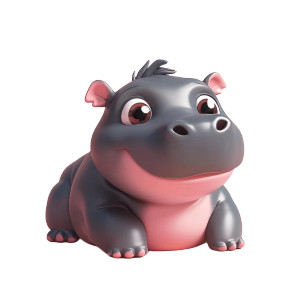 Baby Pygmy Hippopotamus Illustration Vinyl Car Decal Sticker – Waterproof & UV-Resistant 4.0"