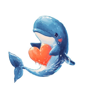 Baby Whale Heart Splash Vinyl Car Decal Sticker – Waterproof & UV-Resistant 4.0"
