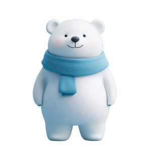 Bear Blue Scarf Standing Vinyl Car Decal Sticker – Waterproof & UV-Resistant 4.0"