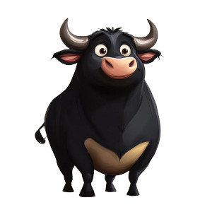 Black Bull Cartoon Concept Vinyl Car Decal Sticker – Waterproof & UV-Resistant 4.0"