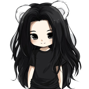 Black Hair Bear Ears Chibi Vinyl Car Decal Sticker – Waterproof & UV-Resistant 4.0"