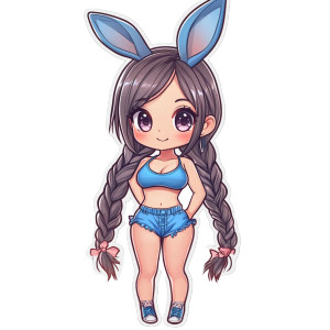 Blue Bunny Girl Chibi Vinyl Car Decal Sticker – Waterproof & UV-Resistant 4.0" Blue Bunny Girl Chibi Vinyl Car Decal Sticker – Waterproof & UV-Resistant 4.0"
