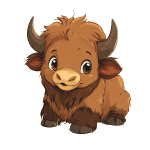 Buffalo Cartoon Easy Cute Vinyl Car Decal Sticker – Waterproof & UV-Resistant 4.0"