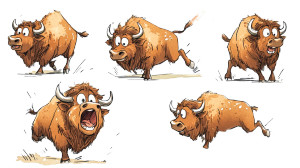 Cartoon Bison Character Sheet Vinyl Car Decal Sticker – Waterproof & UV-Resistant 7.14"