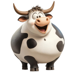 Cartoon Cow White Background Vinyl Car Decal Sticker – Waterproof & UV-Resistant 4.0"