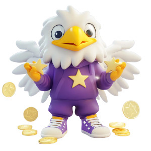 Cartoon Eagle Stars Coins Vinyl Car Decal Sticker – Waterproof & UV-Resistant 4.0"