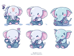 Cartoon Elephant Characters Poses Vinyl Car Decal Sticker – Waterproof & UV-Resistant 5.27"
