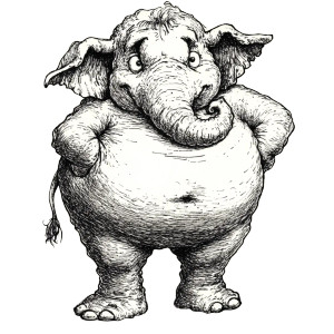 Cartoon Elephant Charles Addams Vinyl Car Decal Sticker – Waterproof & UV-Resistant 4.0"