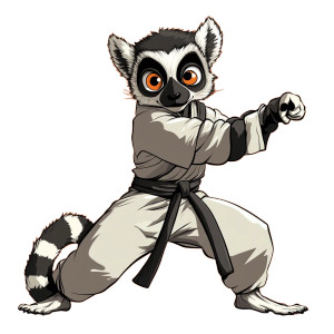 Cartoon Lemur Karate Pose Vinyl Car Decal Sticker – Waterproof & UV-Resistant 4.0"