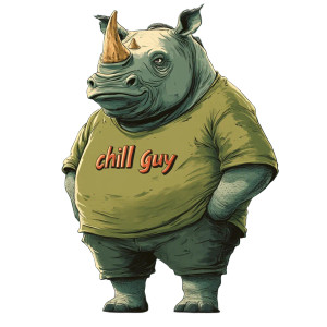 Cartoon Rhino Chill Guy Vinyl Car Decal Sticker – Waterproof & UV-Resistant 4.0"