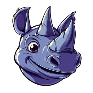 Cartoon Rhino Face Icon Vinyl Car Decal Sticker – Waterproof & UV-Resistant 4.0"