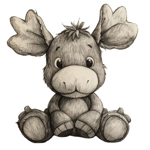 Cartoon Stuffed Moose Vinyl Car Decal Sticker – Waterproof & UV-Resistant 4.0"