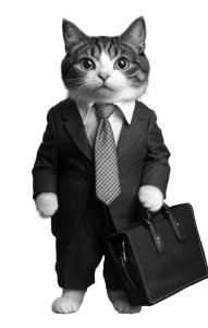 Cat Office Suit Black White Vinyl Car Decal Sticker – Waterproof & UV-Resistant 4.0"