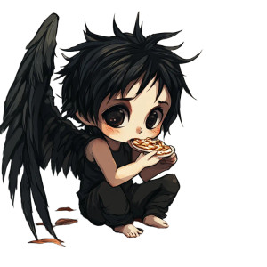 Chibi Angel Sandman Eating Vinyl Car Decal Sticker – Waterproof & UV-Resistant 4.0"