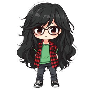 Chibi Anime Girl Glasses Vinyl Car Decal Sticker – Waterproof & UV-Resistant 4.0"