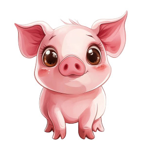 Chibi Anime Pig Poster Vinyl Car Decal Sticker – Waterproof & UV-Resistant 4.0"