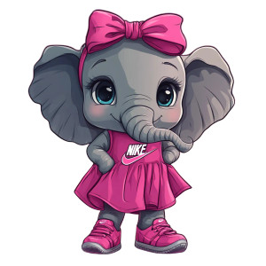 Chibi Baby Elephant Pink Vinyl Car Decal Sticker – Waterproof & UV-Resistant 4.0"