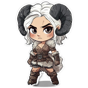 Chibi Barbarian Sheep Ears Vinyl Car Decal Sticker – Waterproof & UV-Resistant 4.0"
