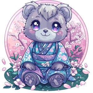 Chibi Bear Kimono Zen Vinyl Car Decal Sticker – Waterproof & UV-Resistant 4.0"