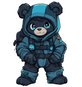 Chibi Bear Snow Suit Vinyl Car Decal Sticker – Waterproof & UV-Resistant 4.0"