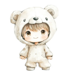 Chibi Boy Bear Costume Vinyl Car Decal Sticker – Waterproof & UV-Resistant 4.0"