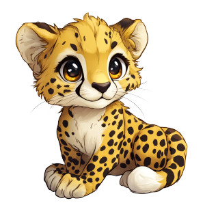 Chibi Cheetah Jumping Vinyl Car Decal Sticker – Waterproof & UV-Resistant 4.0"