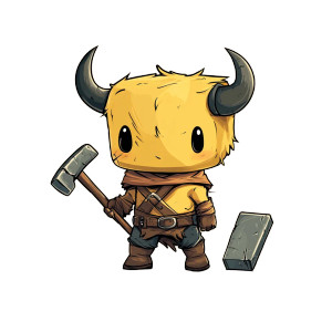 Chibi Cow Horn Hammer Vinyl Car Decal Sticker – Waterproof & UV-Resistant 4.0"