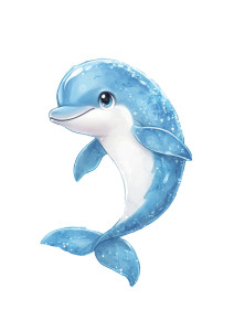 Chibi Dolphin Playful Blue Vinyl Car Decal Sticker – Waterproof & UV-Resistant 4.37"
