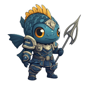 Chibi Fish Dragoon Trident Vinyl Car Decal Sticker – Waterproof & UV-Resistant 4.0" Chibi Fish Dragoon Trident Vinyl Car Decal Sticker – Waterproof & UV-Resistant 4.0"