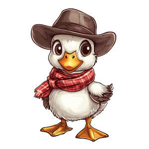 Chibi Goose Cowboy Vector Vinyl Car Decal Sticker – Waterproof & UV-Resistant 4.0"