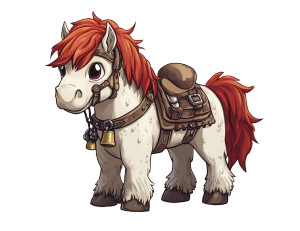 Chibi Horse Red Mane Vinyl Car Decal Sticker – Waterproof & UV-Resistant 5.2"