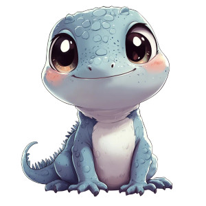 Chibi Iguana Crawling Vinyl Car Decal Sticker – Waterproof & UV-Resistant 4.0"