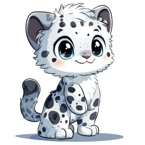 Chibi Snow Leopard Character Vinyl Car Decal Sticker – Waterproof & UV-Resistant 4.0"