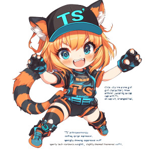 Chibi Tiger Girl Ts Vinyl Car Decal Sticker – Waterproof & UV-Resistant 4.0"