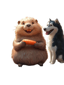 Chubby Beaver Malamute Spring Vinyl Car Decal Sticker – Waterproof & UV-Resistant 4.11"