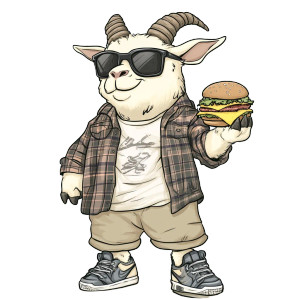 Chubby Goat Cartoon Outfit Vinyl Car Decal Sticker – Waterproof & UV-Resistant 4.0"