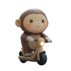 Chubby Monkey Scooter Summer Vinyl Car Decal Sticker – Waterproof & UV-Resistant 4.0"
