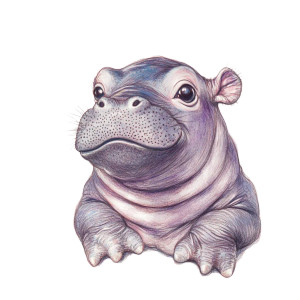 Chubby Pygmy Hippo Cub Vinyl Car Decal Sticker – Waterproof & UV-Resistant 4.0"