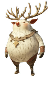 Chubby Reindeer Santa Uniform Vinyl Car Decal Sticker – Waterproof & UV-Resistant 4.85"