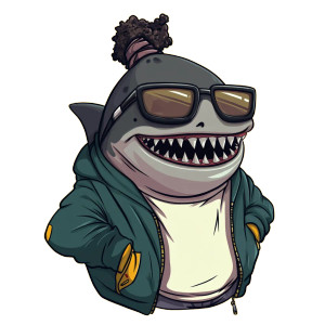 Chubby Shark Glasses Swag Vinyl Car Decal Sticker – Waterproof & UV-Resistant 4.0"