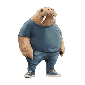 Chubby Walrus Blue Outfit Vinyl Car Decal Sticker – Waterproof & UV-Resistant 4.0"