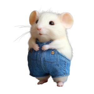 Chubby White Mouse Overalls Vinyl Car Decal Sticker – Waterproof & UV-Resistant 4.0"