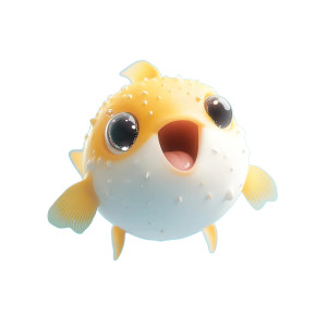 Chubby Yellow Pufferfish Vinyl Car Decal Sticker – Waterproof & UV-Resistant 4.0"