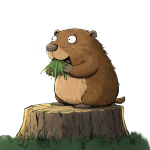 Crazy Beaver Eats Grass Vinyl Car Decal Sticker – Waterproof & UV-Resistant 4.0"