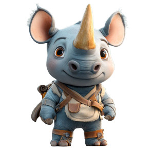 Cute 2D Rhino Characters Vinyl Car Decal Sticker – Waterproof & UV-Resistant 4.0"