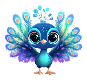 Cute Baby Peacock Clipart Vinyl Car Decal Sticker – Waterproof & UV-Resistant 4.25"