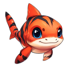 Cute Baby Red Tiger Shark Vinyl Car Decal Sticker – Waterproof & UV-Resistant 4.0"