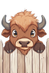 Cute Bison Fence Peek Vinyl Car Decal Sticker – Waterproof & UV-Resistant 4.0"