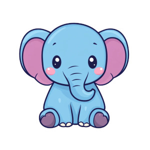 Cute Blue Elephant Line Art Vinyl Car Decal Sticker – Waterproof & UV-Resistant 4.0"
